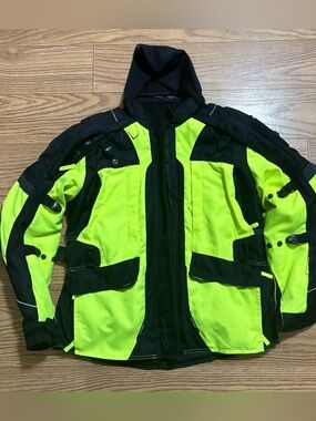 Tourmaster Womens Transition 4 Motorcycle Jacket Black Hi-Viz Neon Biker XL